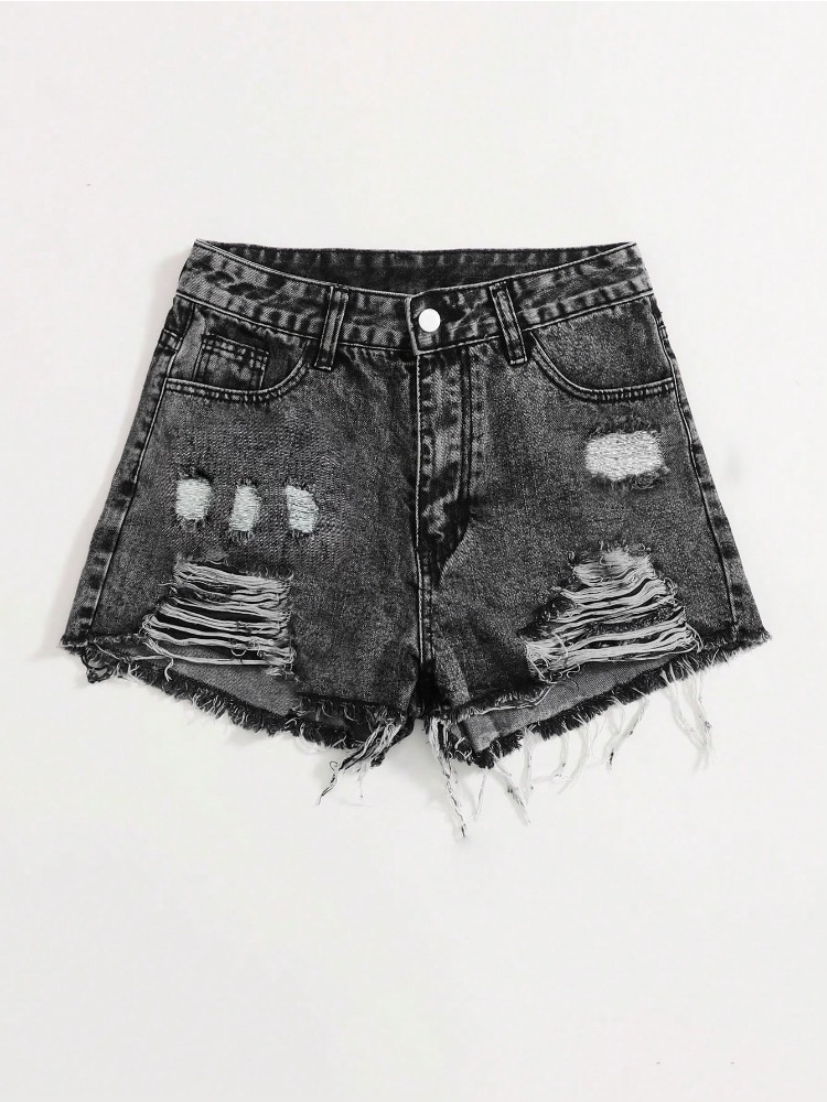 2026 New Vintage Washed Denim  - Shorts Denim Frayed 评论和价格
