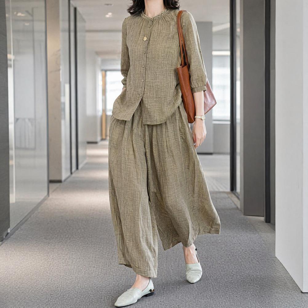2026 Plus Size Casual Suit Wom - Linen Pant Wide 评论和价格