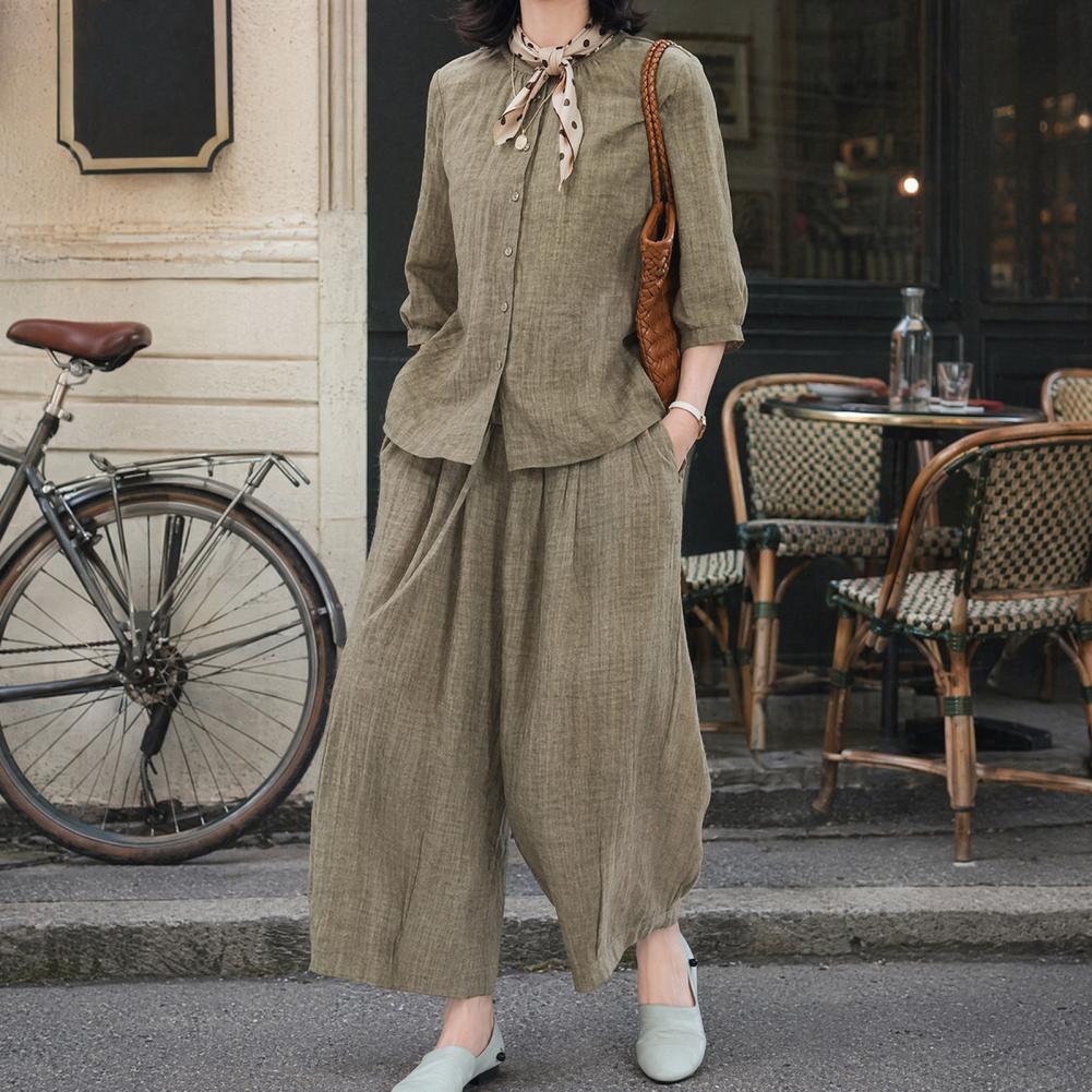 2026 Plus Size Casual Suit Wom - Linen Pant Wide 评论和价格