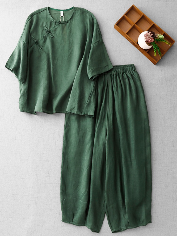 New Chinese Zen Style Women's  - Linen Pant Wide 评论和价格