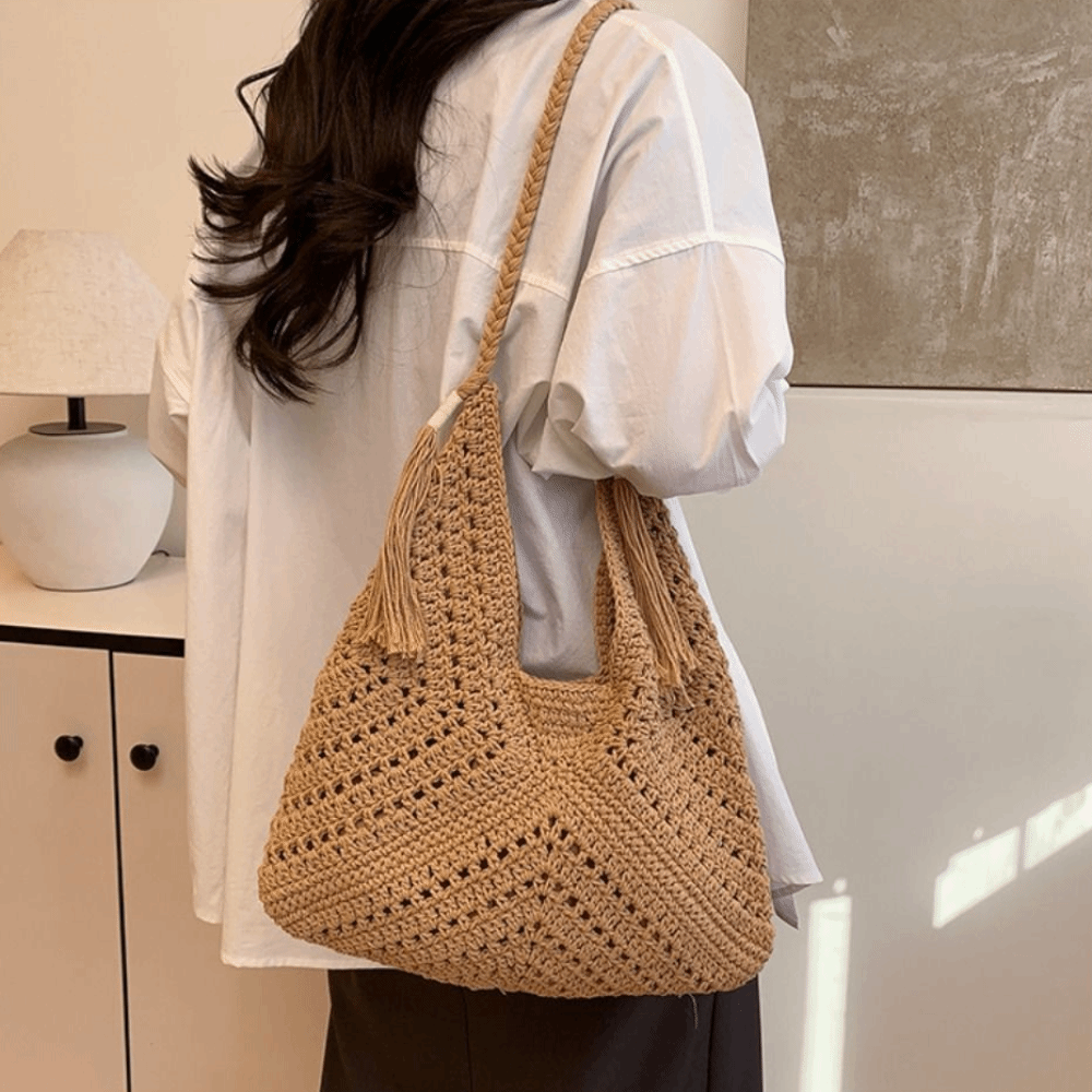 Summer Bohemian Knitted Should - Tote Bag Beach 评论和价格