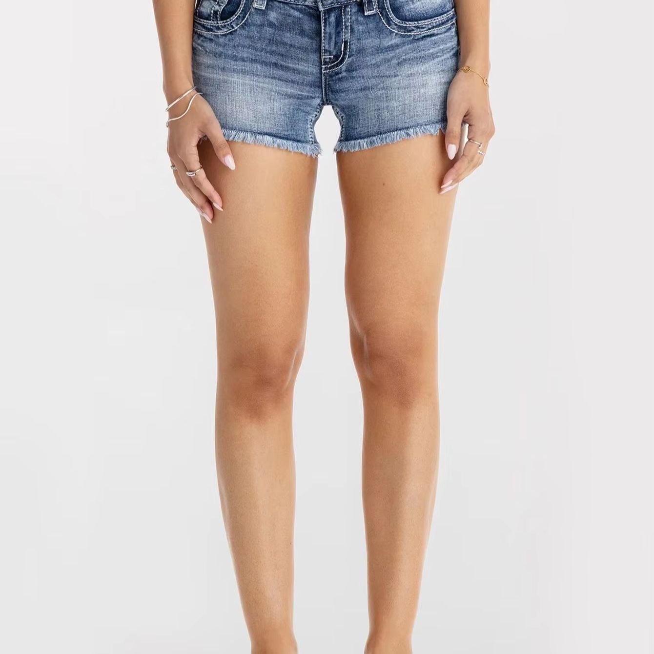 Women Clothes Butterfly Rhines - Shorts Denim Frayed 评论和价格