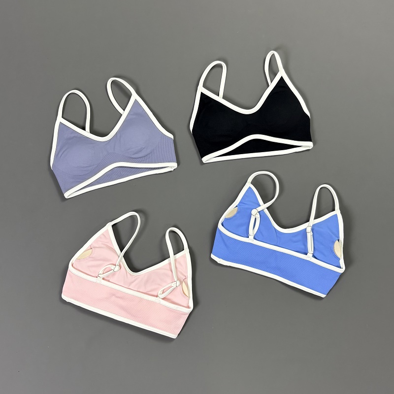 Women Contrastline Yoga Bra V  - Crop Top Crochet 评论和价格