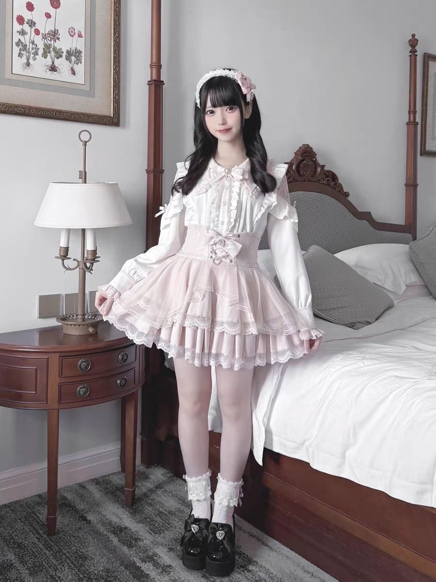 Harajuku Kawaii Skirt Sets Wom - Blouse Off Shoulder 评论和价格