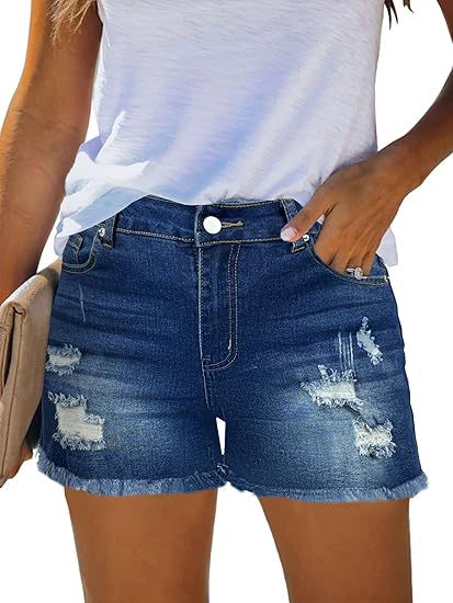 Casual Vintage Denim Shorts Hi - Shorts Denim Frayed 评论和价格